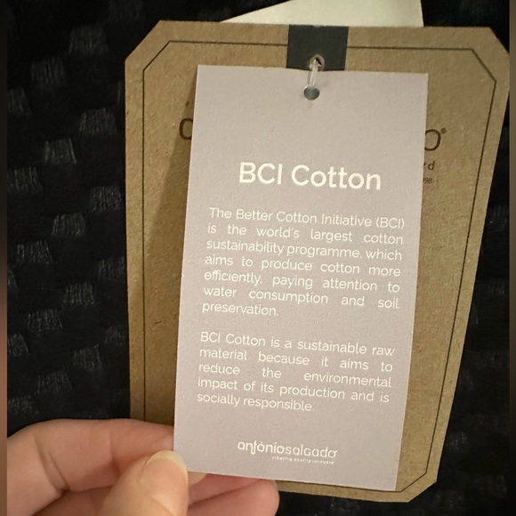 Antonio Salgado Blanket Black BCI Cotton Throw Blanket NEW WITH TAGS - Picture 5 of 10